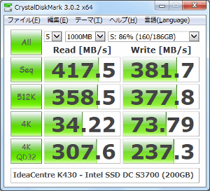 CrystalDiskMark_IdeaCentre-K430_Intel-SSD-DC-S3700-Series-200GB_160GBfile